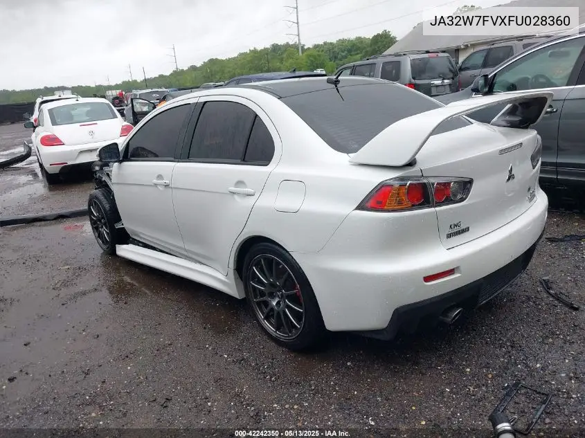2015 Mitsubishi Lancer Evolution Final Edition VIN: JA32W7FVXFU028360 Lot: 42242350