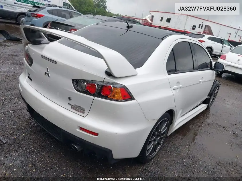2015 Mitsubishi Lancer Evolution Final Edition VIN: JA32W7FVXFU028360 Lot: 42242350