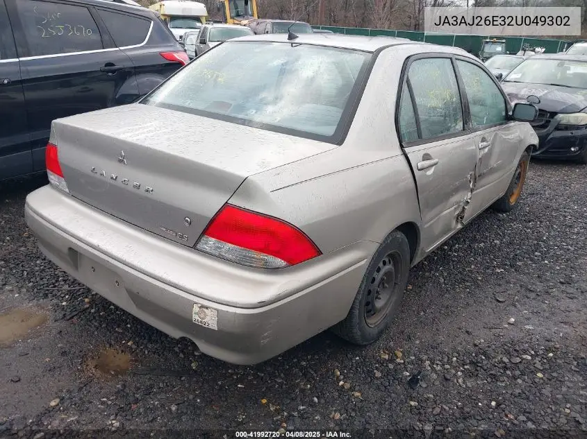 2002 Mitsubishi Lancer Es VIN: JA3AJ26E32U049302 Lot: 41992720