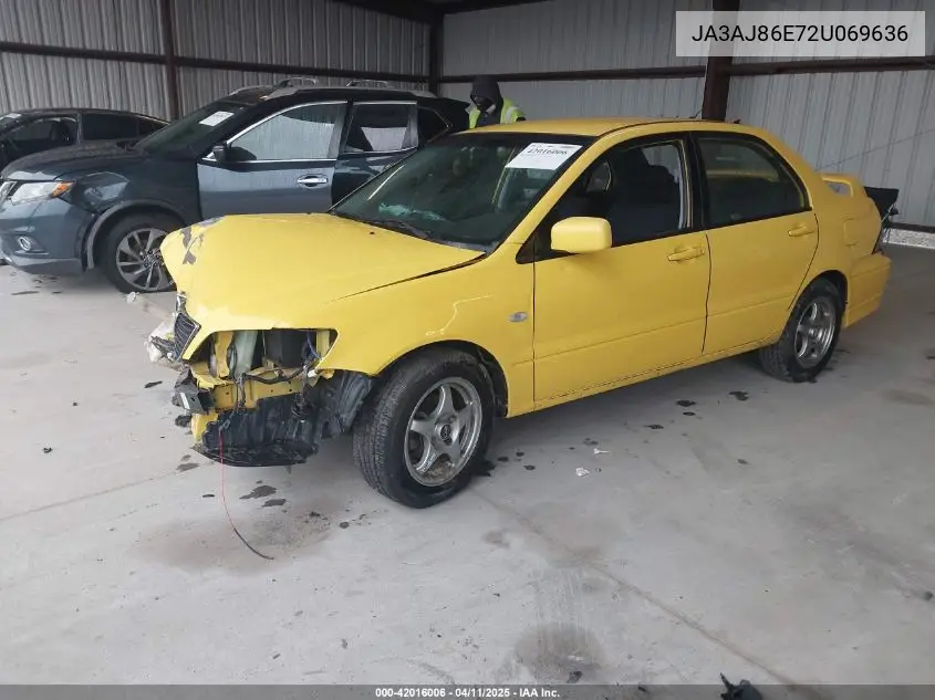 2002 Mitsubishi Lancer Oz Rally VIN: JA3AJ86E72U069636 Lot: 42016006