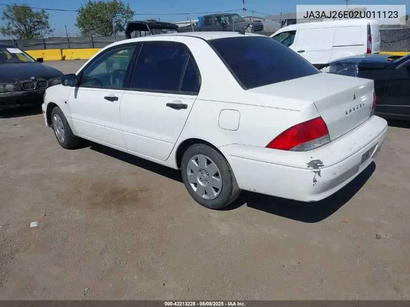 2002 Mitsubishi Lancer Es VIN: JA3AJ26E02U011123 Lot: 42213228