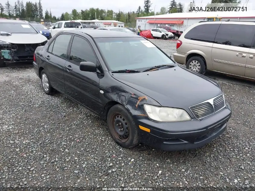 2002 Mitsubishi Lancer Es VIN: JA3AJ26E42U072751 Lot: 42262374