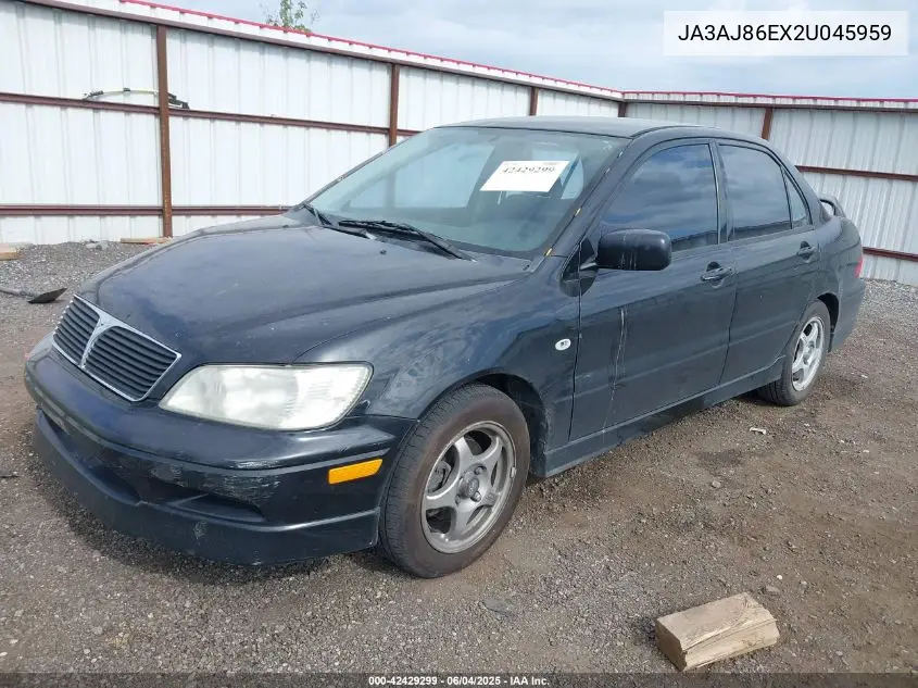 2002 Mitsubishi Lancer Oz Rally VIN: JA3AJ86EX2U045959 Lot: 42429299