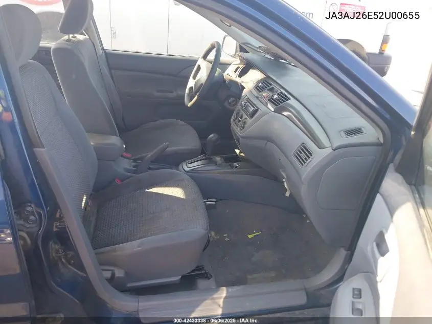 2002 Mitsubishi Lancer VIN: JA3AJ26E52U00655 Lot: 42433338