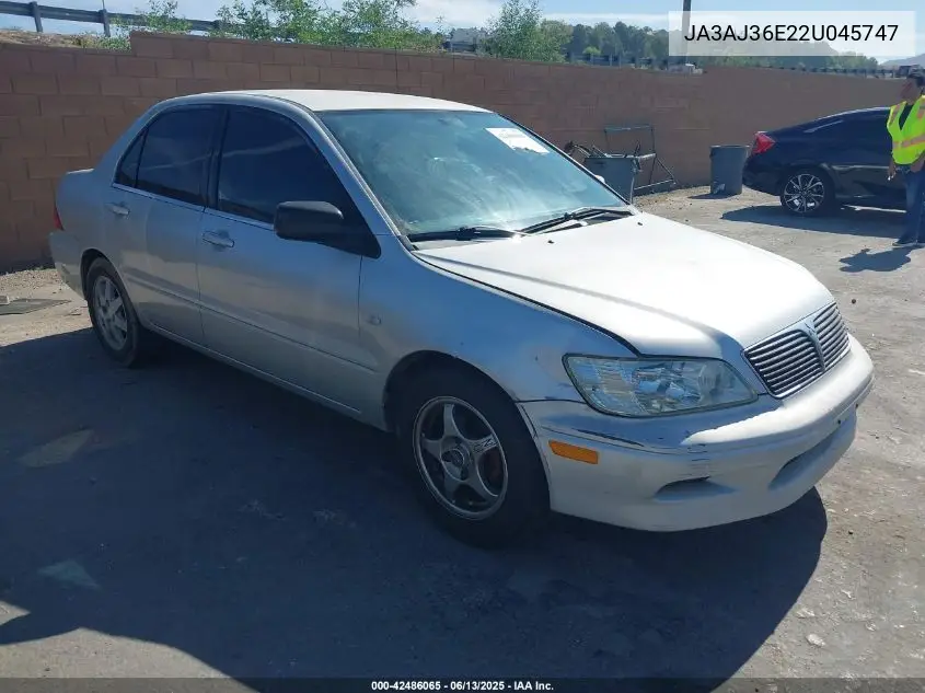 2002 Mitsubishi Lancer Ls VIN: JA3AJ36E22U045747 Lot: 42486065