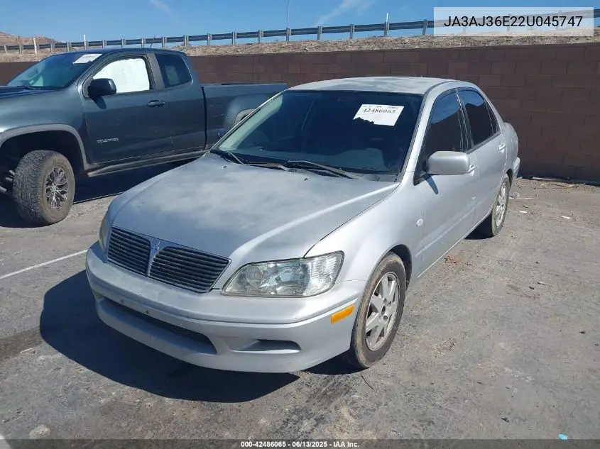 2002 Mitsubishi Lancer Ls VIN: JA3AJ36E22U045747 Lot: 42486065