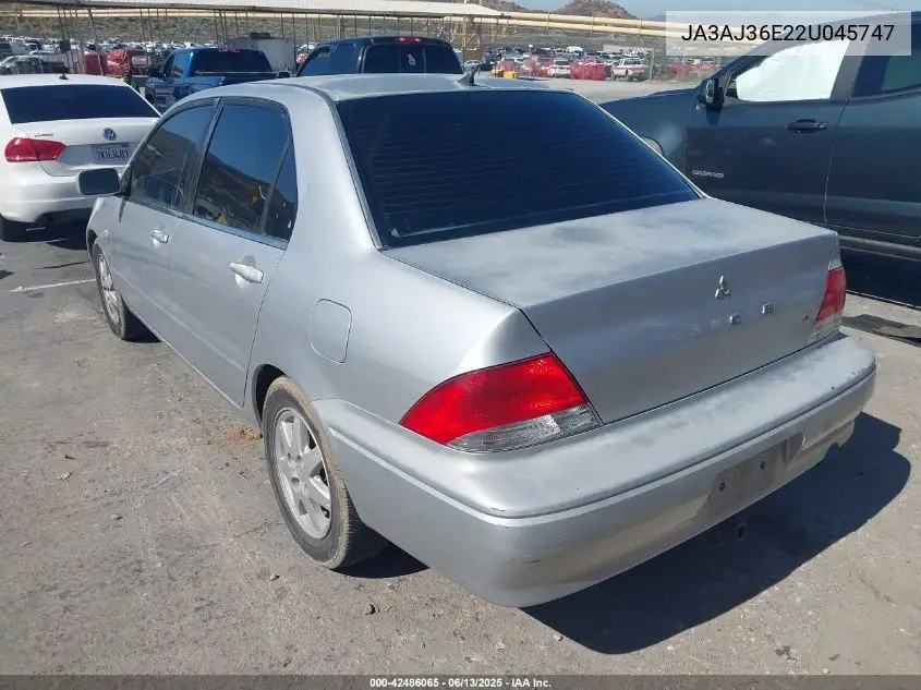 2002 Mitsubishi Lancer Ls VIN: JA3AJ36E22U045747 Lot: 42486065