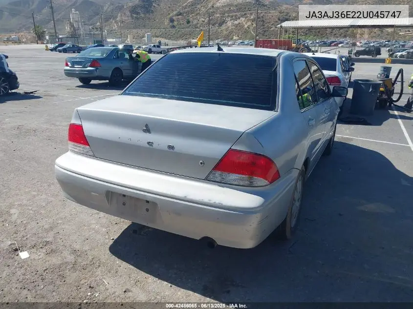 2002 Mitsubishi Lancer Ls VIN: JA3AJ36E22U045747 Lot: 42486065