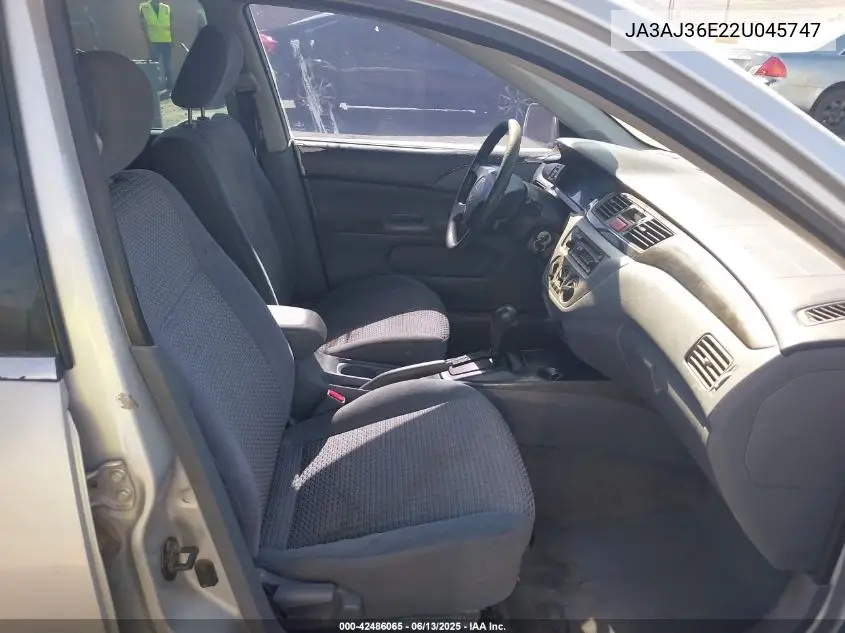 2002 Mitsubishi Lancer Ls VIN: JA3AJ36E22U045747 Lot: 42486065