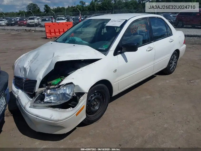 2002 Mitsubishi Lancer Es VIN: JA3AJ26E32U024710 Lot: 42507202