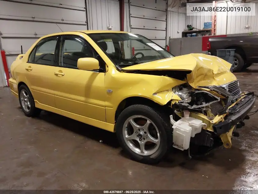 2002 Mitsubishi Lancer Oz Rally VIN: JA3AJ86E22U019100 Lot: 42576887