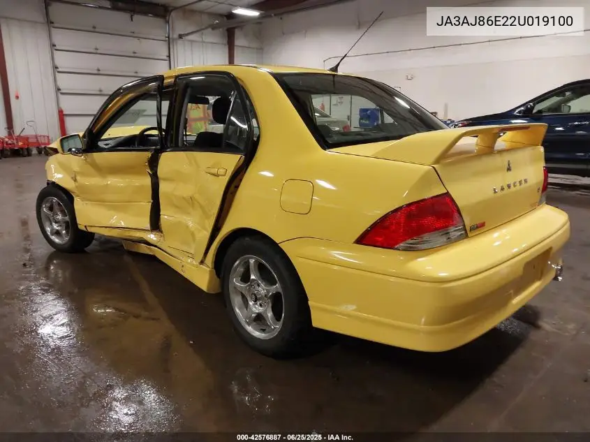 2002 Mitsubishi Lancer Oz Rally VIN: JA3AJ86E22U019100 Lot: 42576887