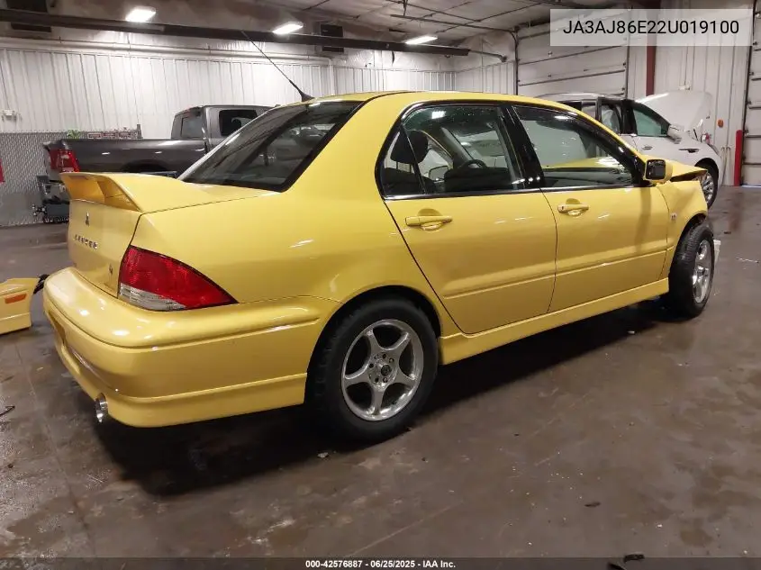 2002 Mitsubishi Lancer Oz Rally VIN: JA3AJ86E22U019100 Lot: 42576887