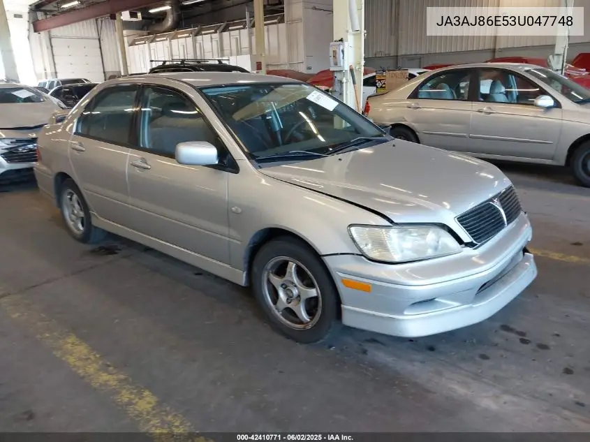 2003 Mitsubishi Lancer Oz Rally VIN: JA3AJ86E53U047748 Lot: 42410771