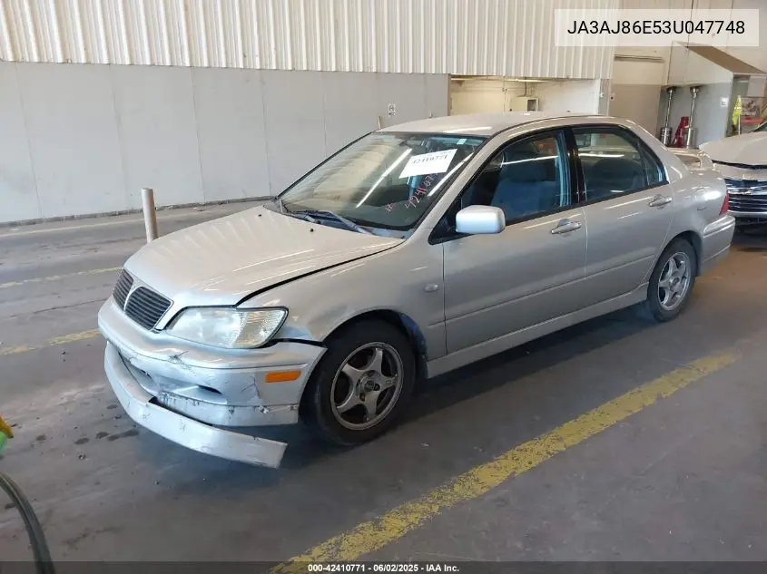 2003 Mitsubishi Lancer Oz Rally VIN: JA3AJ86E53U047748 Lot: 42410771