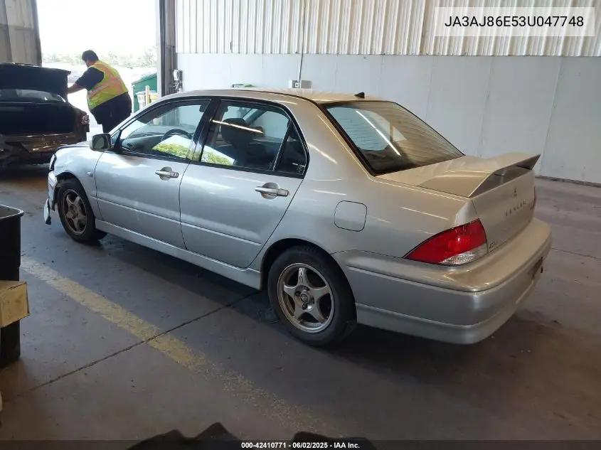 2003 Mitsubishi Lancer Oz Rally VIN: JA3AJ86E53U047748 Lot: 42410771