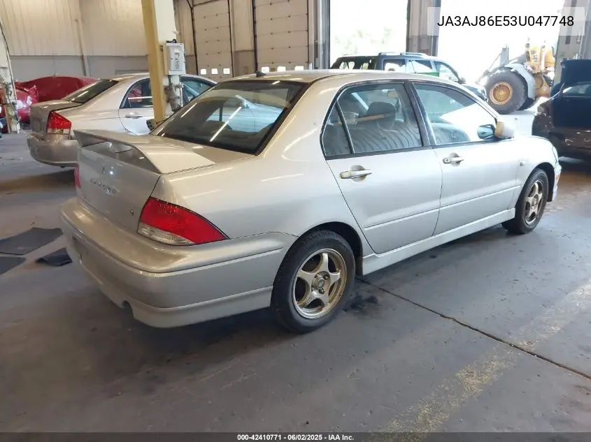 2003 Mitsubishi Lancer Oz Rally VIN: JA3AJ86E53U047748 Lot: 42410771