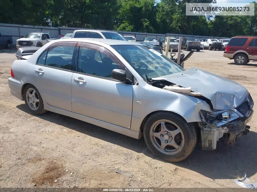 2003 Mitsubishi Lancer Oz Rally VIN: JA3AJ86E93U085273 Lot: 42558750