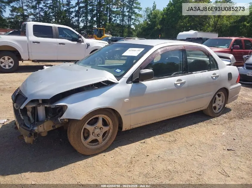 2003 Mitsubishi Lancer Oz Rally VIN: JA3AJ86E93U085273 Lot: 42558750