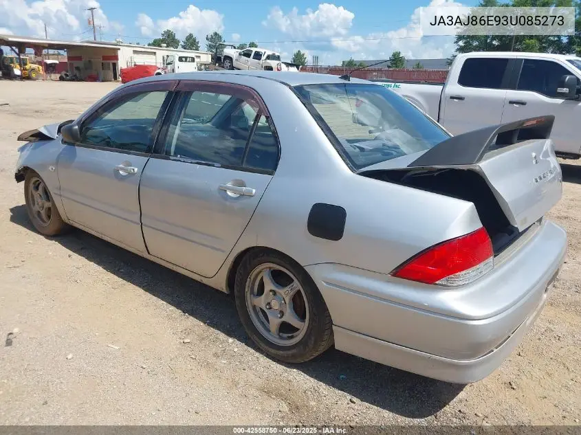 2003 Mitsubishi Lancer Oz Rally VIN: JA3AJ86E93U085273 Lot: 42558750