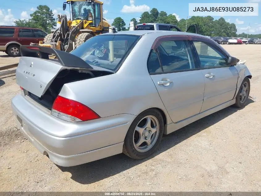 2003 Mitsubishi Lancer Oz Rally VIN: JA3AJ86E93U085273 Lot: 42558750