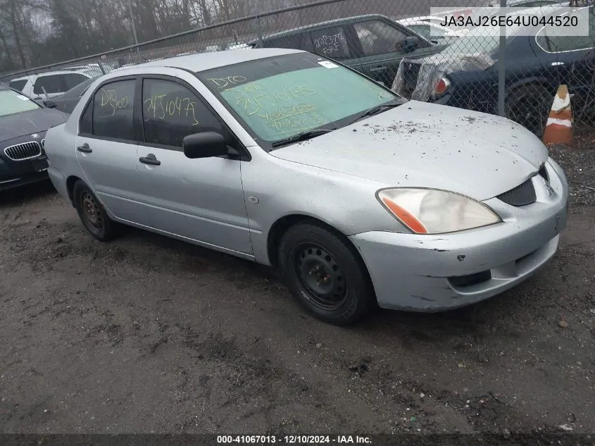 2004 Mitsubishi Lancer Es VIN: JA3AJ26E64U044520 Lot: 41067013