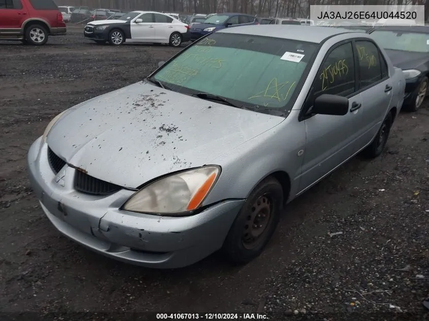 2004 Mitsubishi Lancer Es VIN: JA3AJ26E64U044520 Lot: 41067013