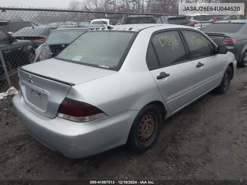 2004 Mitsubishi Lancer Es VIN: JA3AJ26E64U044520 Lot: 41067013