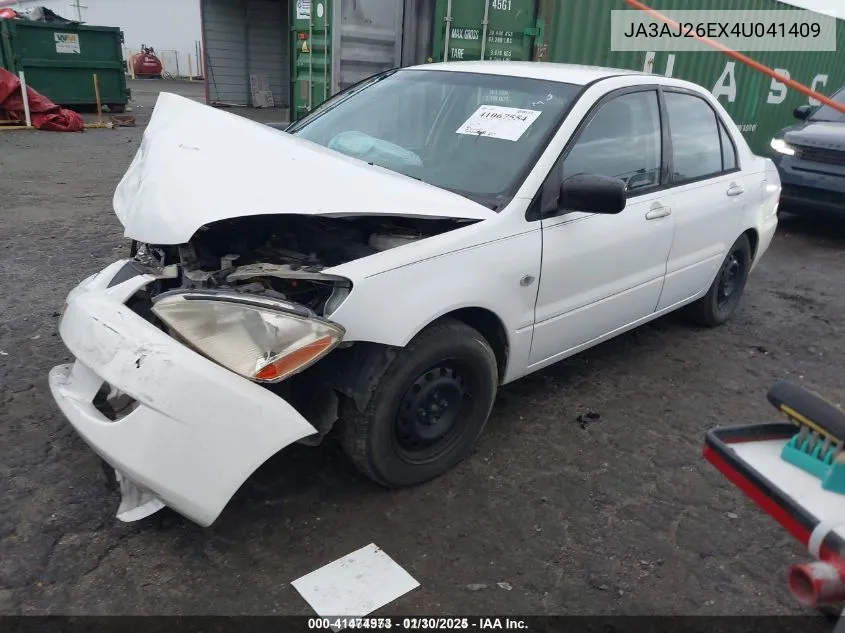 2004 Mitsubishi Lancer Es VIN: JA3AJ26EX4U041409 Lot: 41474973