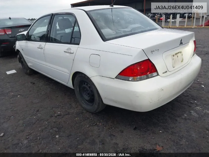 2004 Mitsubishi Lancer Es VIN: JA3AJ26EX4U041409 Lot: 41474973