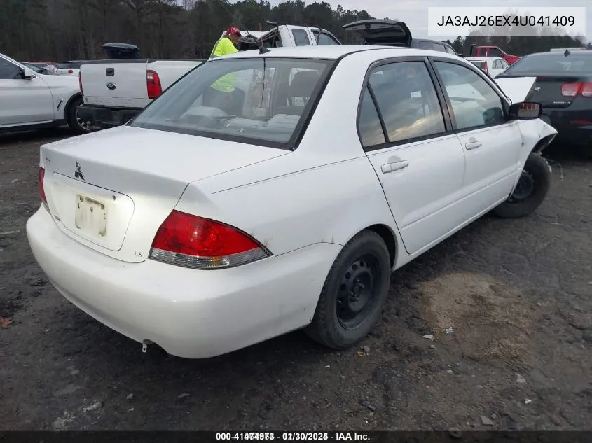 2004 Mitsubishi Lancer Es VIN: JA3AJ26EX4U041409 Lot: 41474973