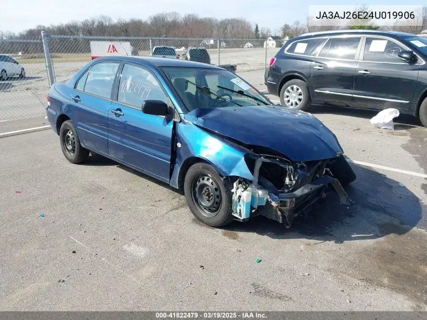 2004 Mitsubishi Lancer Es VIN: JA3AJ26E24U019906 Lot: 41822479