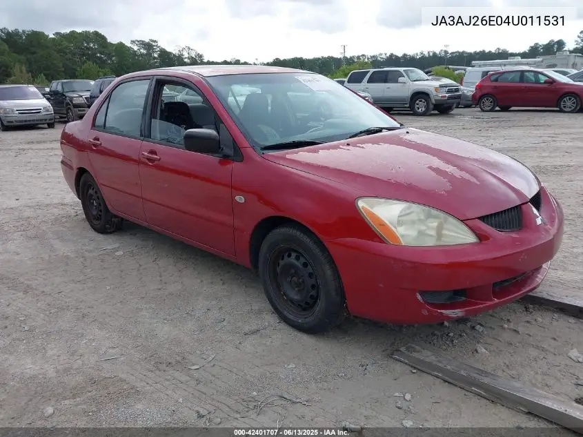 2004 Mitsubishi Lancer Es VIN: JA3AJ26E04U011531 Lot: 42401707