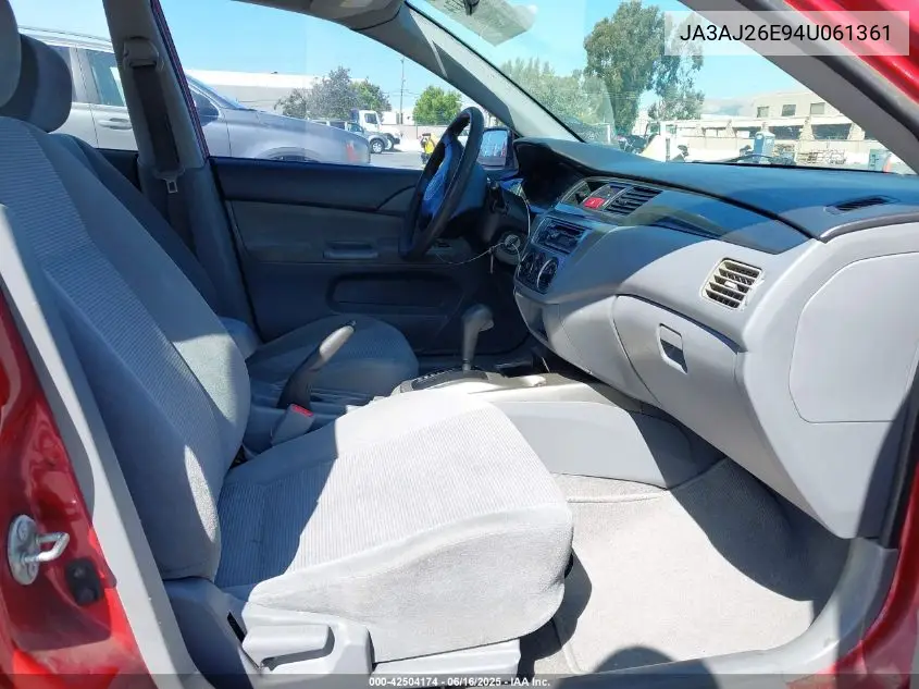 2004 Mitsubishi Lancer Es VIN: JA3AJ26E94U061361 Lot: 42504174
