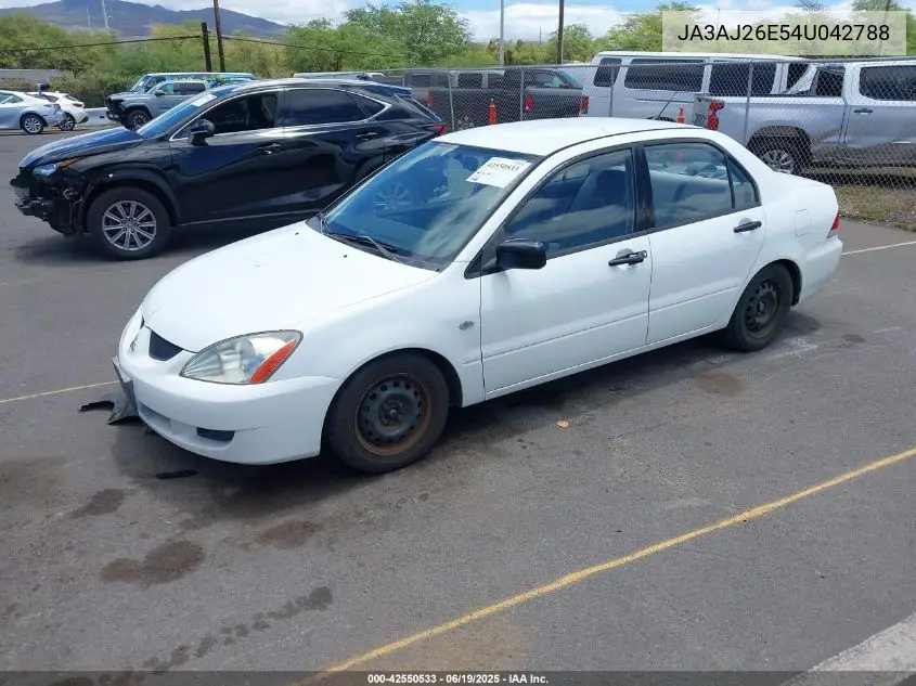 2004 Mitsubishi Lancer Es VIN: JA3AJ26E54U042788 Lot: 42550533