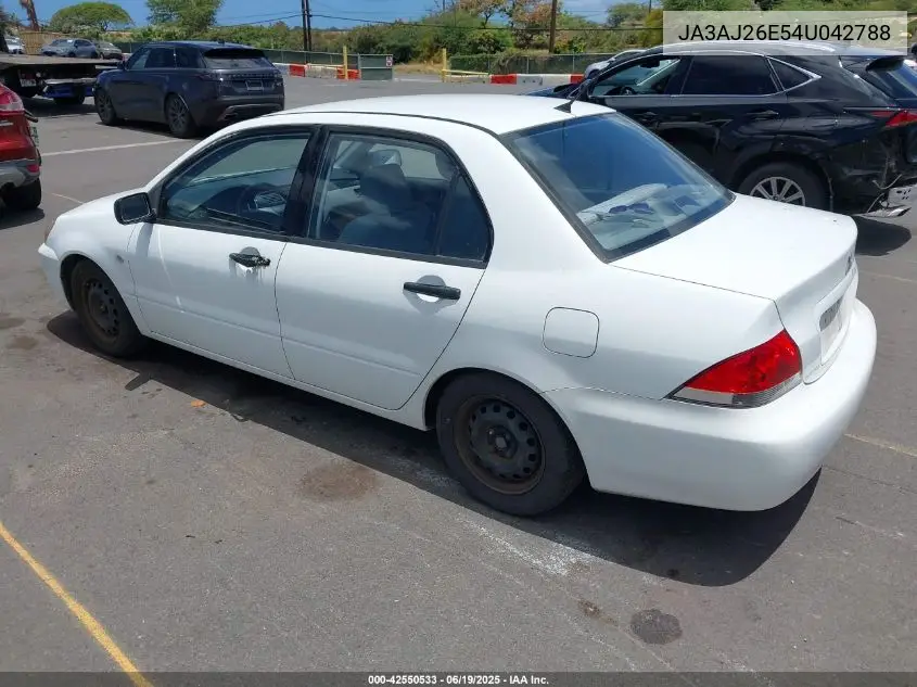 2004 Mitsubishi Lancer Es VIN: JA3AJ26E54U042788 Lot: 42550533