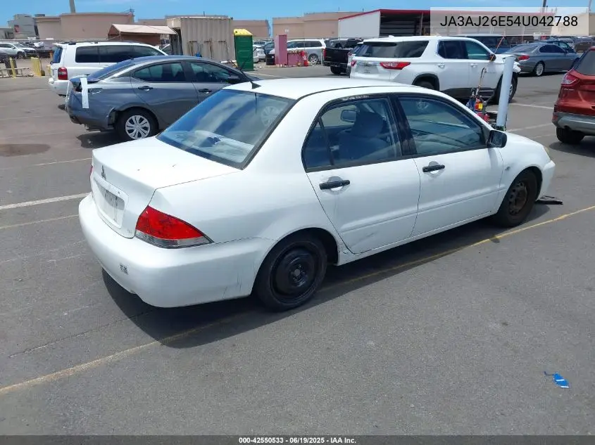 2004 Mitsubishi Lancer Es VIN: JA3AJ26E54U042788 Lot: 42550533