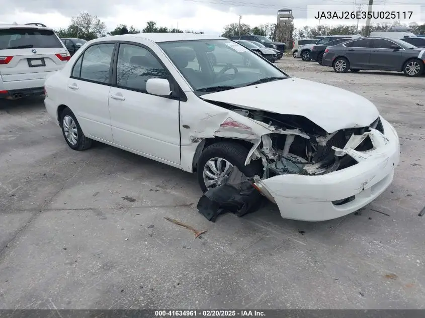 2005 Mitsubishi Lancer Es VIN: JA3AJ26E35U025117 Lot: 41634961