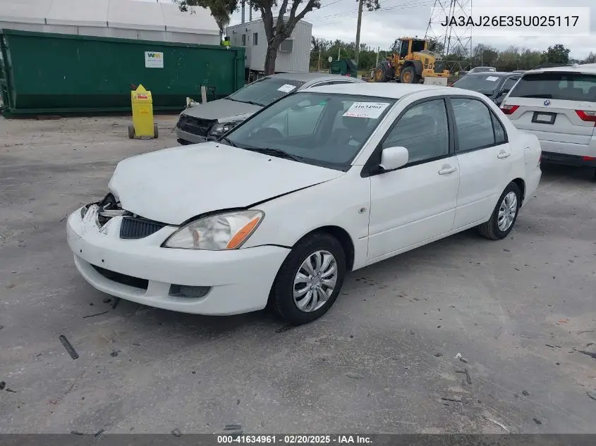 2005 Mitsubishi Lancer Es VIN: JA3AJ26E35U025117 Lot: 41634961