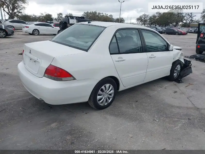 2005 Mitsubishi Lancer Es VIN: JA3AJ26E35U025117 Lot: 41634961