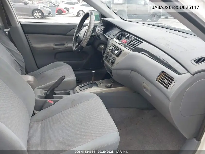 2005 Mitsubishi Lancer Es VIN: JA3AJ26E35U025117 Lot: 41634961