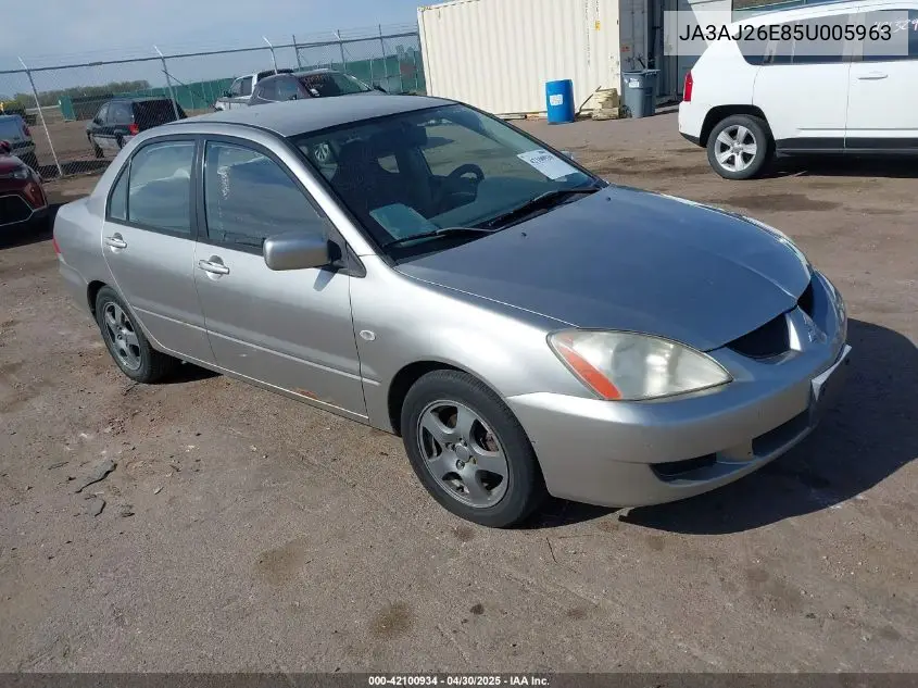 2005 Mitsubishi Lancer Es VIN: JA3AJ26E85U005963 Lot: 42100934