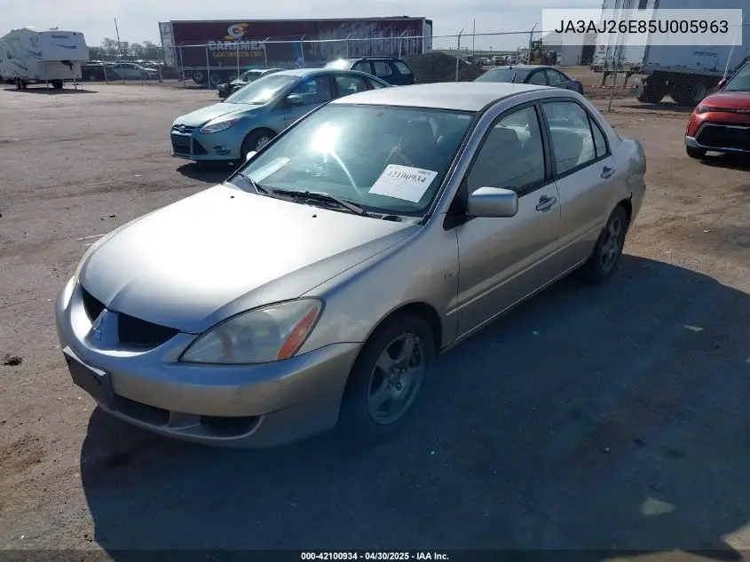 2005 Mitsubishi Lancer Es VIN: JA3AJ26E85U005963 Lot: 42100934