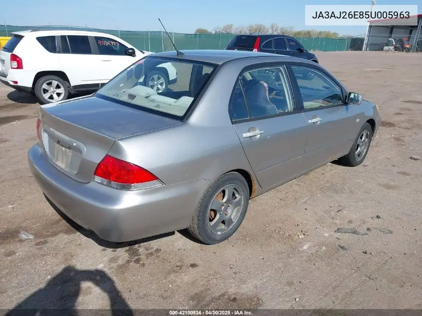 2005 Mitsubishi Lancer Es VIN: JA3AJ26E85U005963 Lot: 42100934