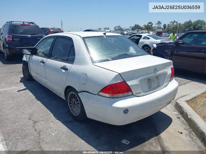 2005 Mitsubishi Lancer Es VIN: JA3AJ26E25U036559 Lot: 42304070