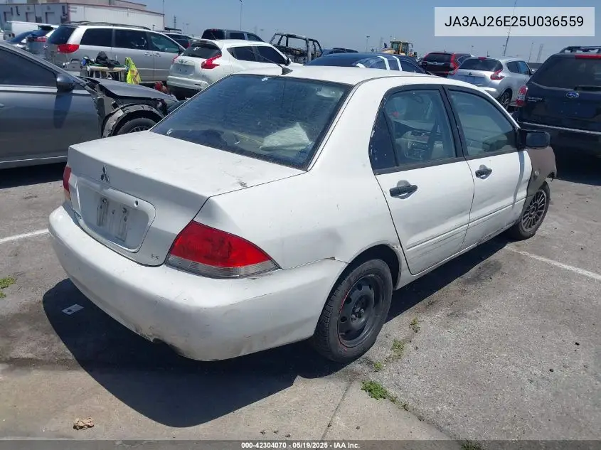 2005 Mitsubishi Lancer Es VIN: JA3AJ26E25U036559 Lot: 42304070