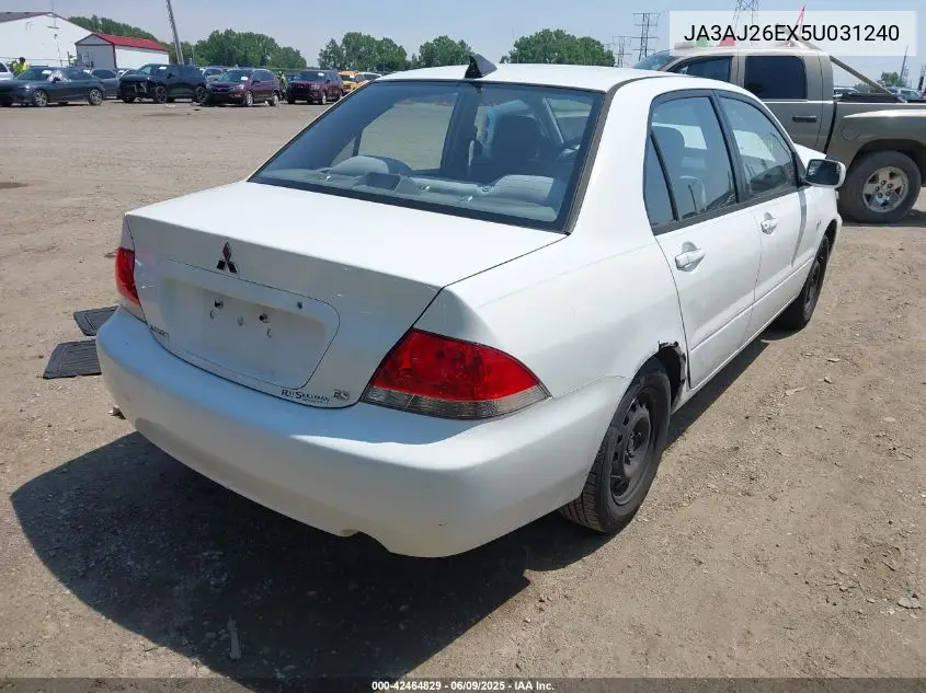 2005 Mitsubishi Lancer Es VIN: JA3AJ26EX5U031240 Lot: 42464829