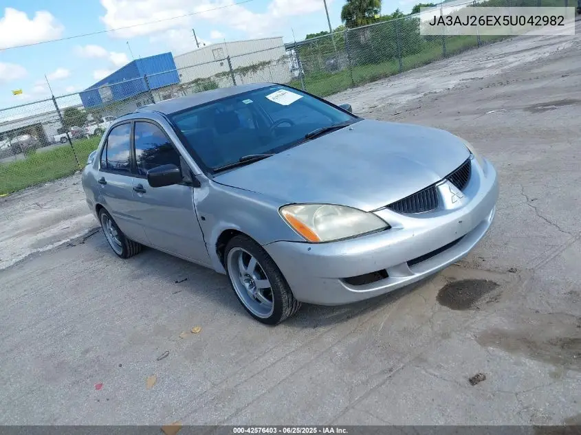 2005 Mitsubishi Lancer Es VIN: JA3AJ26EX5U042982 Lot: 42576403