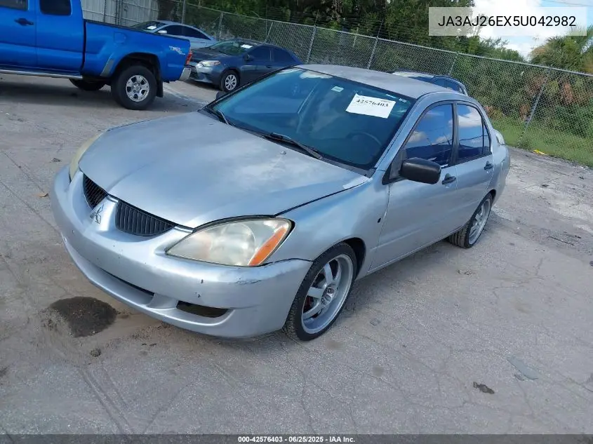 2005 Mitsubishi Lancer Es VIN: JA3AJ26EX5U042982 Lot: 42576403