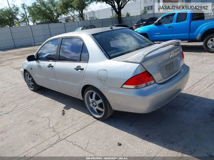 2005 Mitsubishi Lancer Es VIN: JA3AJ26EX5U042982 Lot: 42576403